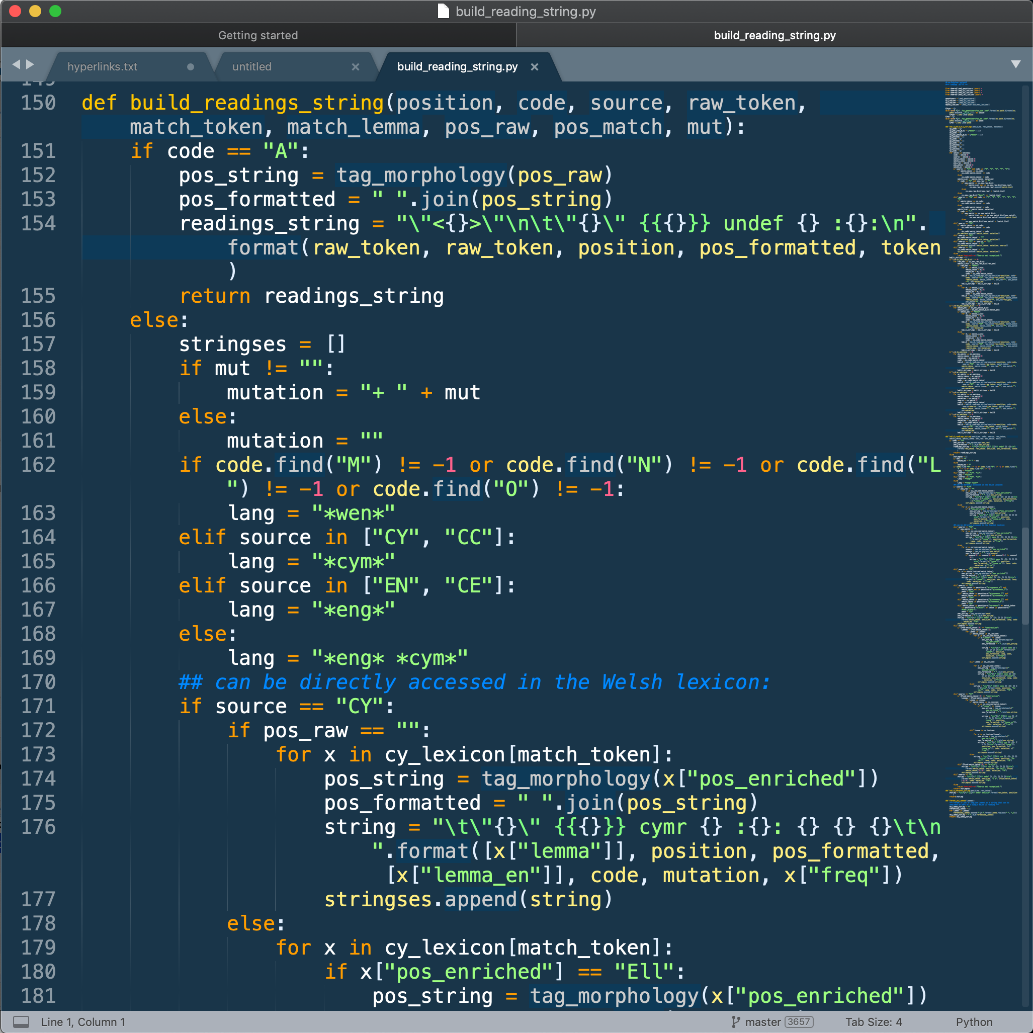 Screenshot of a Sublime Text 3 editing window, showing syntax highlighting of Python code.